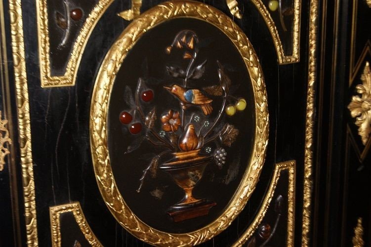 Grande e spettacolare credenza francese della prima metà del 1800, stile Boulle,-photo-2