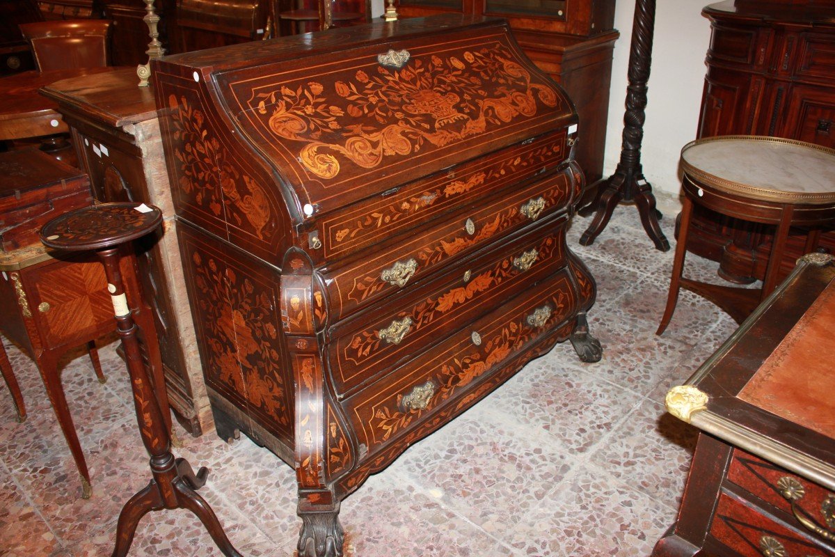 Ribalta Olandese Stile Chippendale del 1700 in Legno di Mogano-photo-2