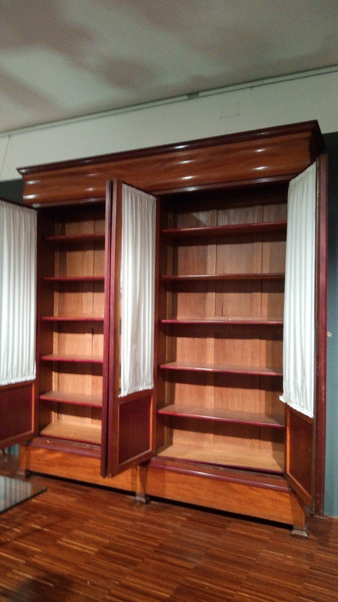 Libreria vetrina con corpo unico a 4 porte in ciliegio con fodere interne in rovere-photo-2