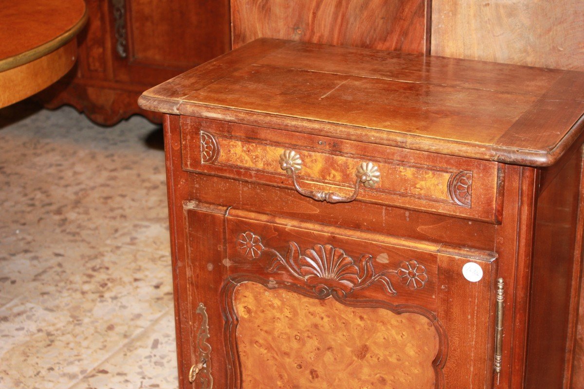 Piccola Credenza Provenzale in legno di noce e olmo ad 1 anta-photo-2