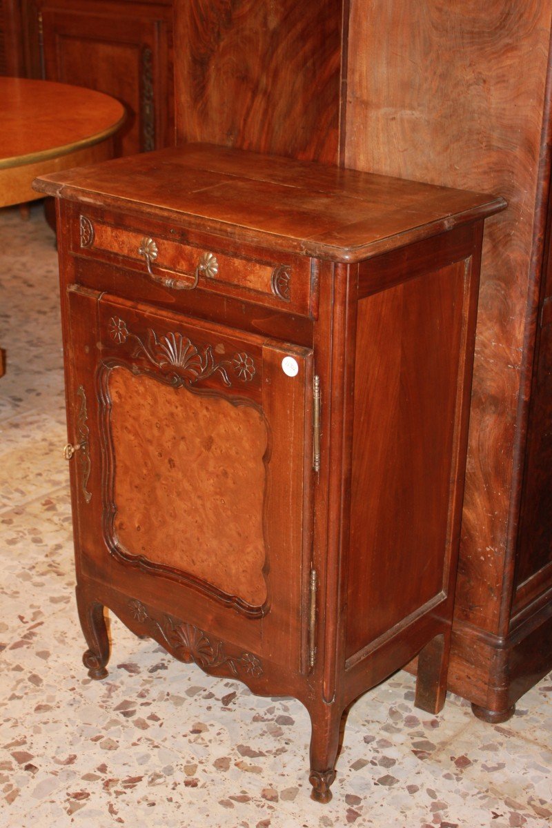 Piccola Credenza Provenzale in legno di noce e olmo ad 1 anta-photo-4