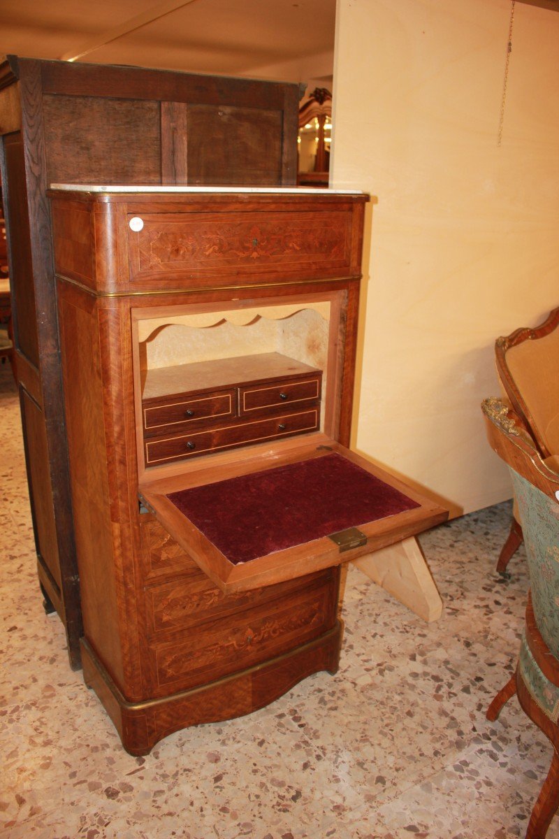 Secretaire stile Transizione del 1800 riccamente Intarsiato-photo-2