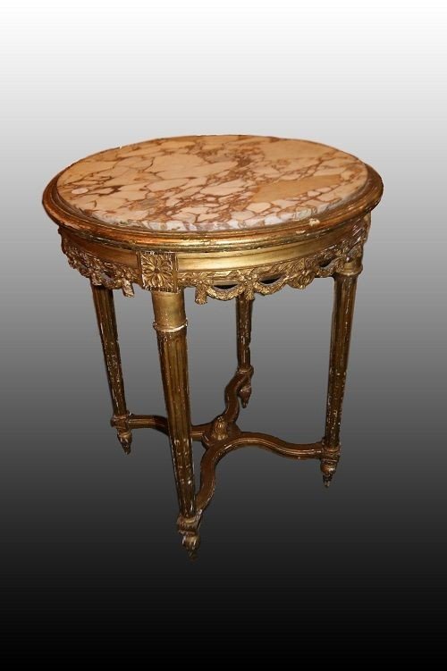 Salotto francese della 2 metà del 1800, stile Luigi XVI, in legno dorato foglia oro-photo-1