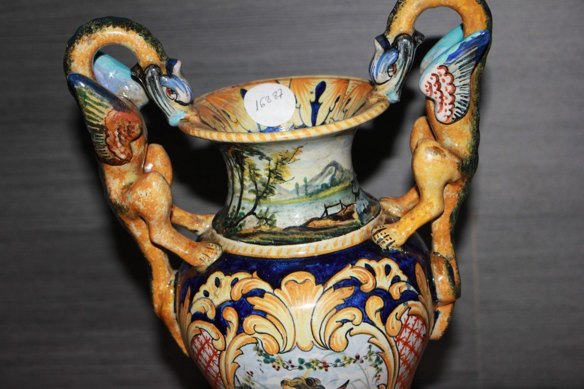 Vaso anfora in Porcellana Ginori a Doccia Firenze fine 1700 Maiolica-photo-2