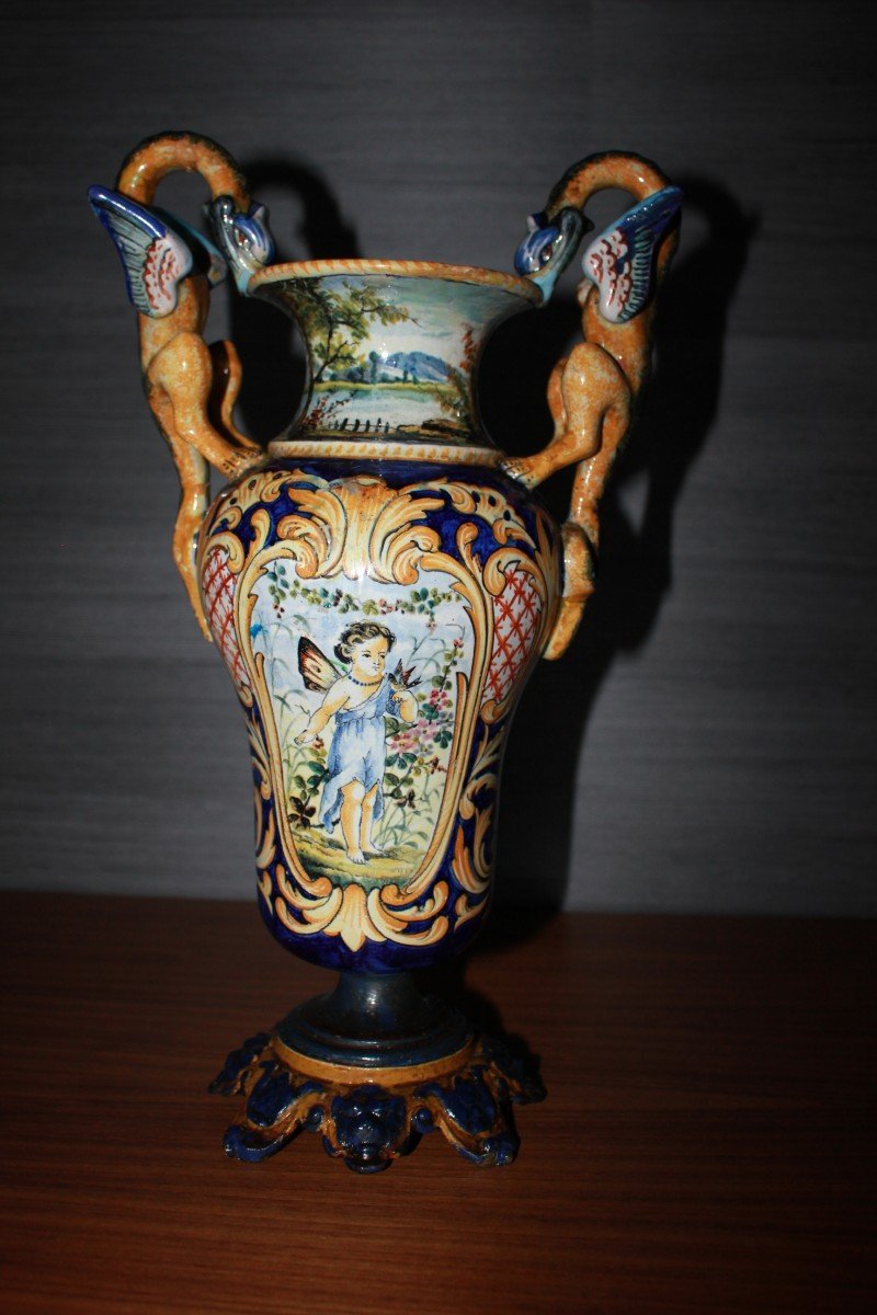 Vaso anfora in Porcellana Ginori a Doccia Firenze fine 1700 Maiolica-photo-3