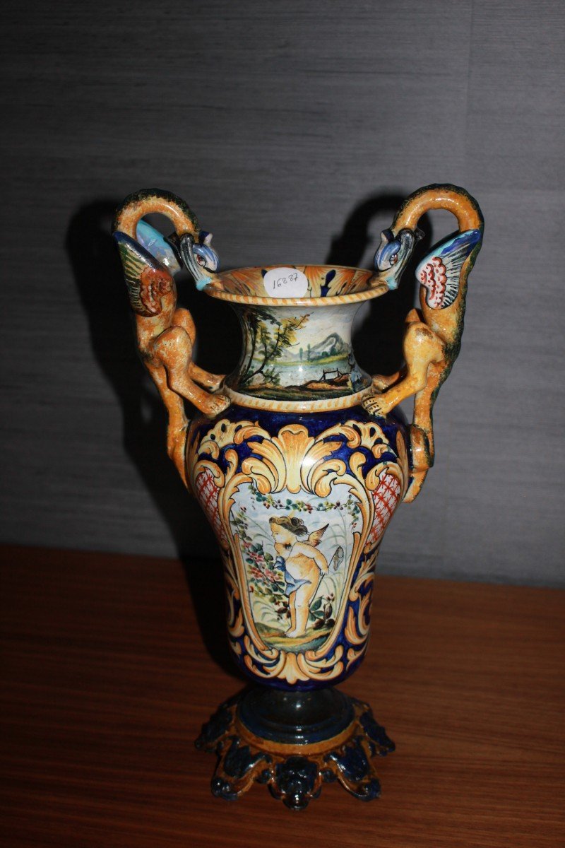 Vaso anfora in Porcellana Ginori a Doccia Firenze fine 1700 Maiolica