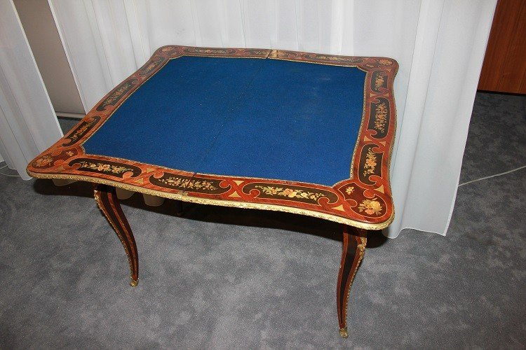 Bellissimo tavolino da gioco inglese di gusto francese della prima metà del 1800-photo-5