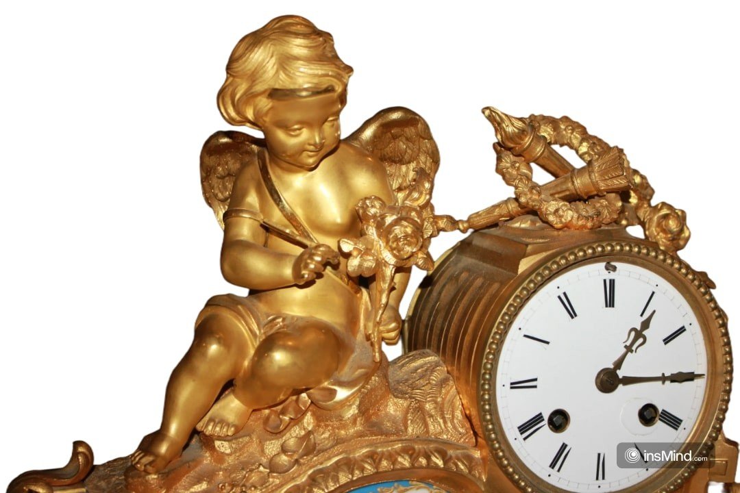 Orologio da tavolo Stile Luigi XV in Bronzo Dorato con Porcellana di Sevres-photo-3