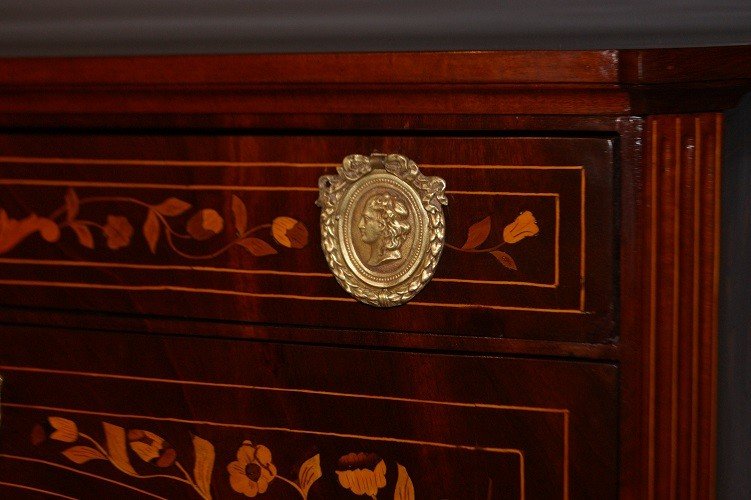 Prezioso secretaire olandese di fine 1700 inizio 1800, stile Luigi XVI, in legno di mogano -photo-4