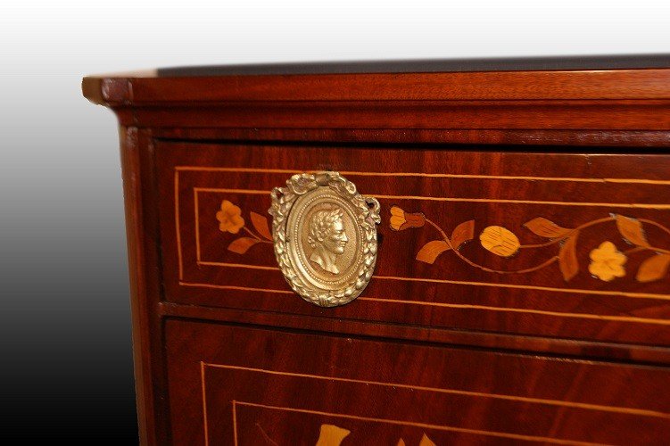 Prezioso secretaire olandese di fine 1700 inizio 1800, stile Luigi XVI, in legno di mogano -photo-1