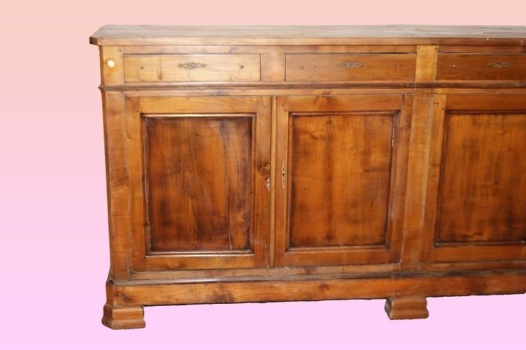 Grande credenza francese di 3 metri e 50 cm, stile Impero di metà 1800, in legno di ciliegio-photo-2