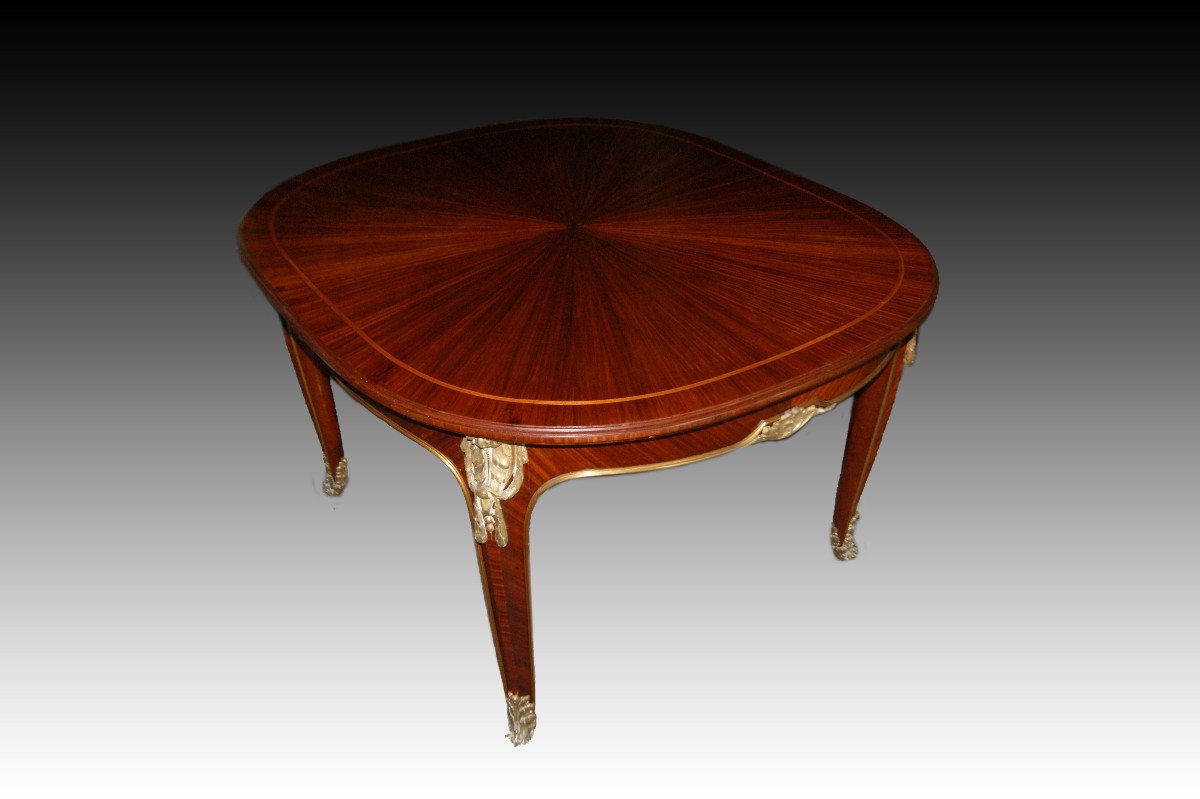 Elegantissimo tavolo allungabile francese di metà 1800, stile Luigi XV