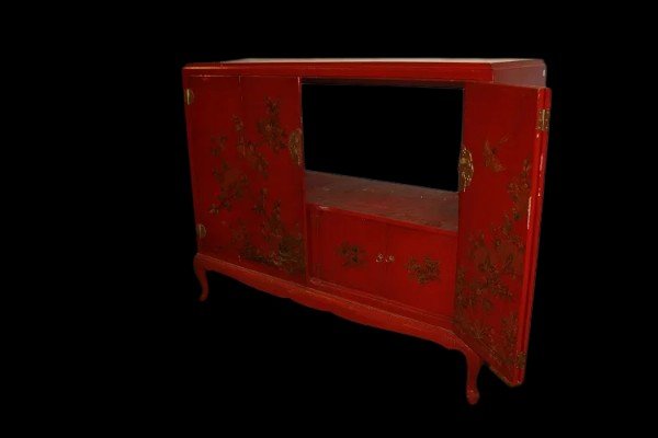 Credenza Cinese prima metà del 1900 in legno laccato colore Rosso -photo-7