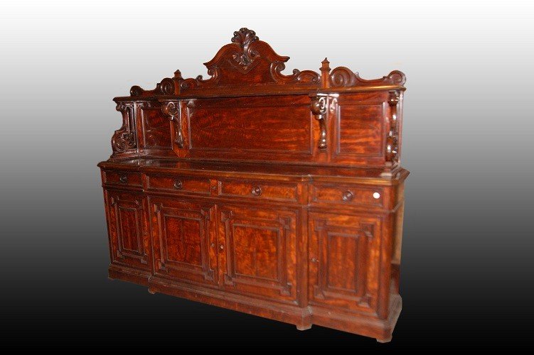 Bellissimo grande servante credenza francese della seconda metà del 1800, stile Luigi Filippo, 