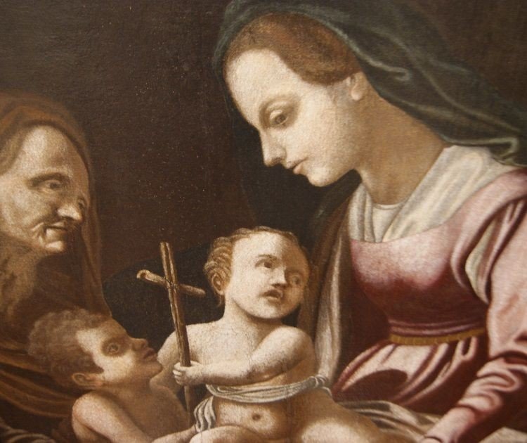 Olio su tela italiano (cerchia di Bartolomeo Schedoni) di inizio 1600 raffigurante Madonna -photo-3