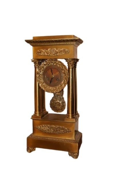 Bellissimo orologio francese della seconda metà 1800, stile Impero, completamente in bronzo