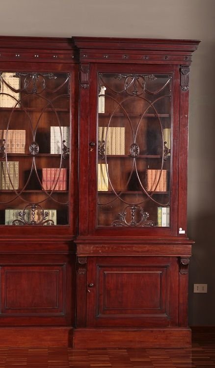 Grande bookcase libreria Inglese stile Regency del 1800 in mogano-photo-4