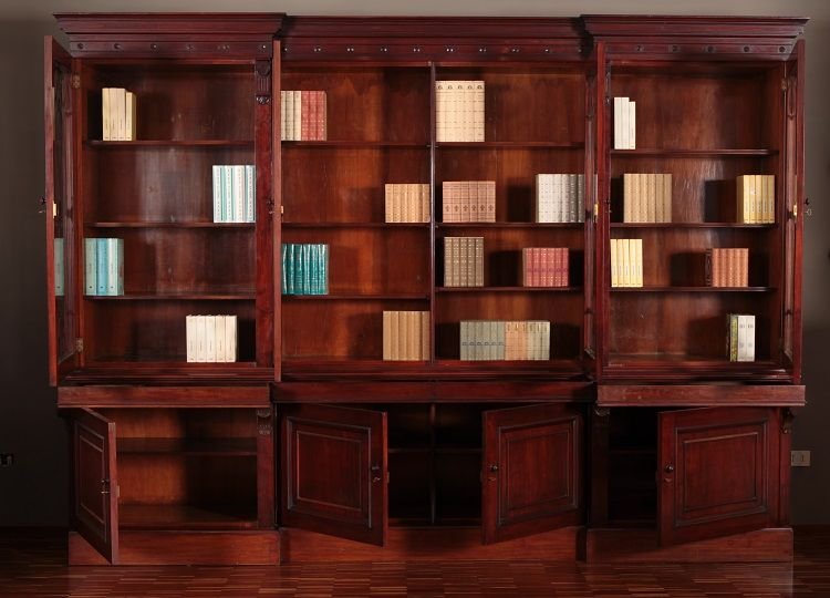 Grande bookcase libreria Inglese stile Regency del 1800 in mogano-photo-1