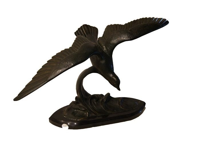 Scultura francese in bronzo di inizio 1900, stile Decò, raffigurante un Albatros-photo-2