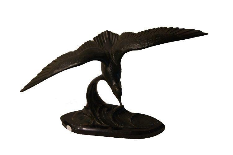 Scultura francese in bronzo di inizio 1900, stile Decò, raffigurante un Albatros