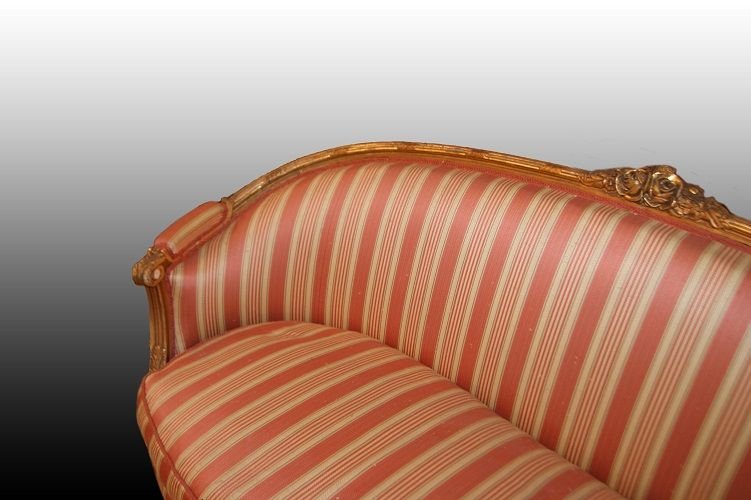 Antique large French gilt Louis XVI style sofa from 1800-photo-3