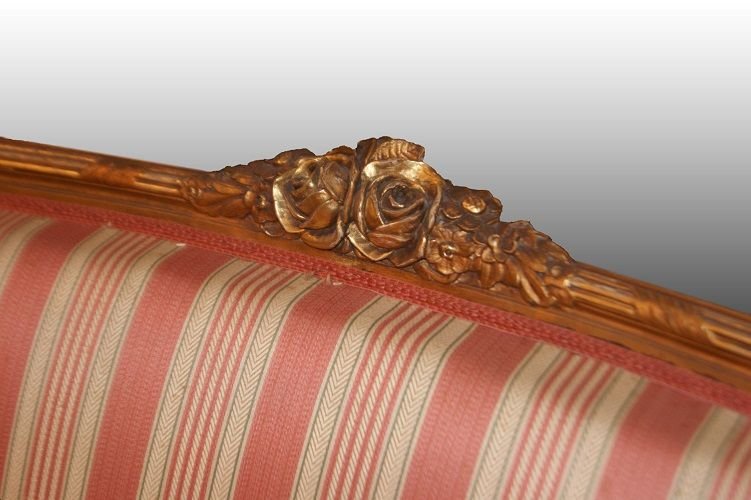 Antique large French gilt Louis XVI style sofa from 1800-photo-4