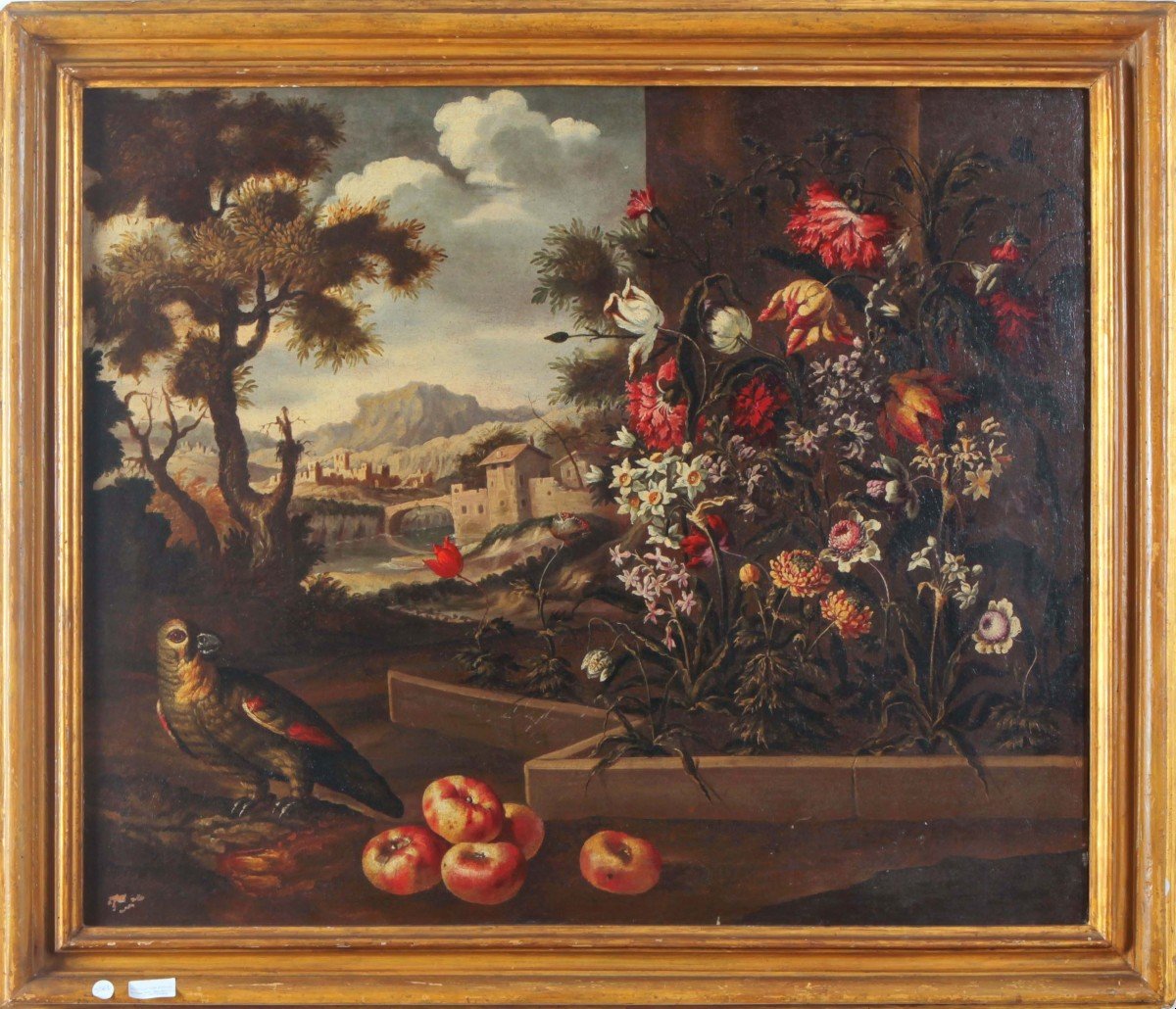 Peinture Huile Sur Toile  Italienne Extraordinaire De La Fin Des Années 1600 Par Paolo Paoletti