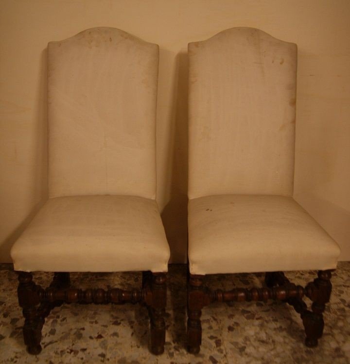 Groupe De 4 Chaises Spool Italiennes Des Années 1700-photo-2