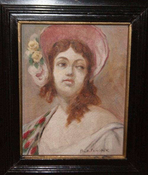 Huile Sur Panneau Portrait De Femme Des Années 1800  signé-photo-2