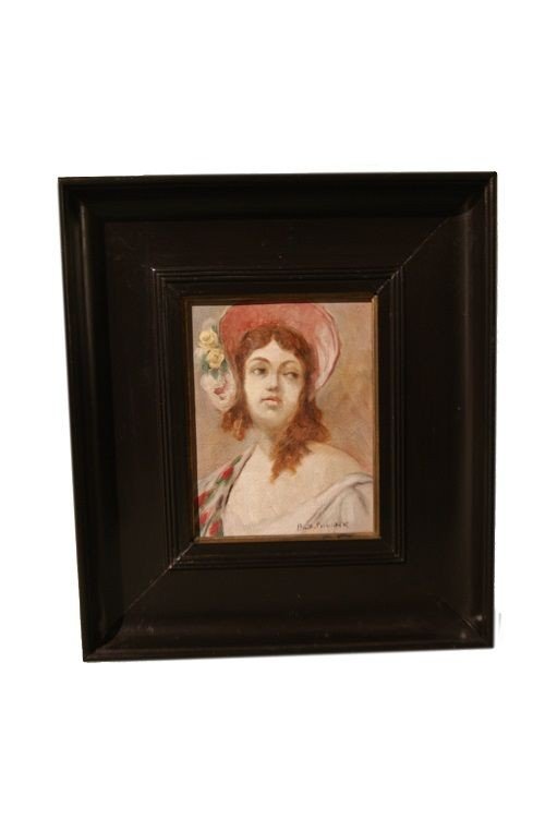 Huile Sur Panneau Portrait De Femme Des Années 1800  signé