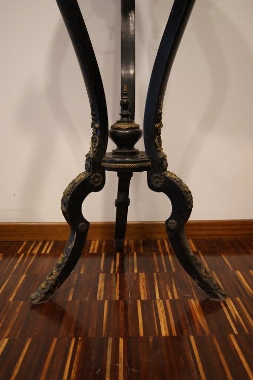  Porte-plantes, Tables Noircies De Style Empire Avec Bronzes Des Années 1800-photo-3