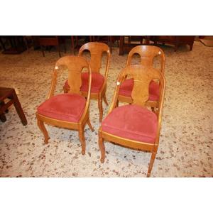 Gruppo di 4 sedie del 1800 stile Biedermeier