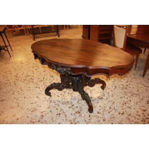 Tavolo da salotto francese stile Luigi Filippo in legno di Palissandro XIX secolo