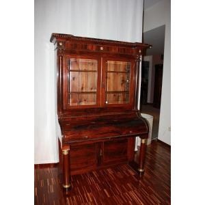 Libreria con piano scrittoio Francese Stile Impero in legno di Palissandro XIX secolo