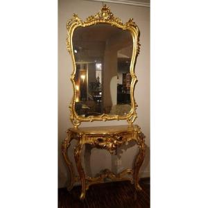 Salotto francese di metà 1800 stile Luigi XV, in legno foglia oro