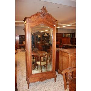 Armadio Francese stile Luigi Filippo in legno di noce con specchio 1 anta