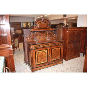 Credenza Piattaia stile Luigi Filippo in Legno di Noce e Radica