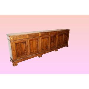 Grande credenza francese di 3 metri e 50 cm, stile Impero di metà 1800, in legno di ciliegio