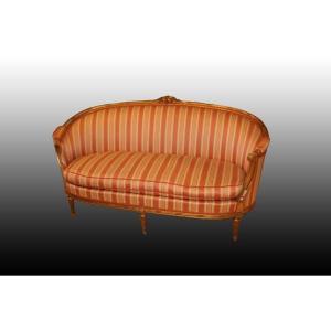 Antique large French gilt Louis XVI style sofa from 1800