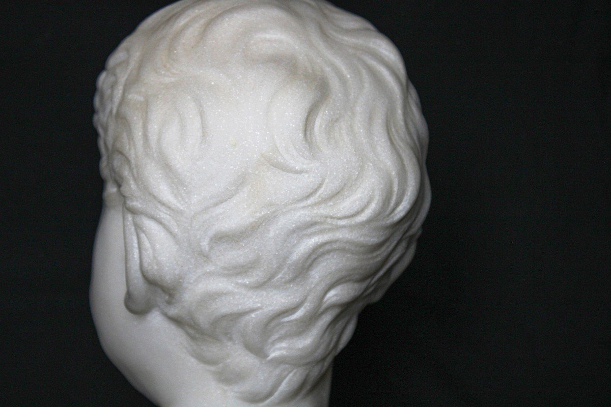 Busto Raffigurante Fanciullo che sorride Marmo Carrara -photo-3