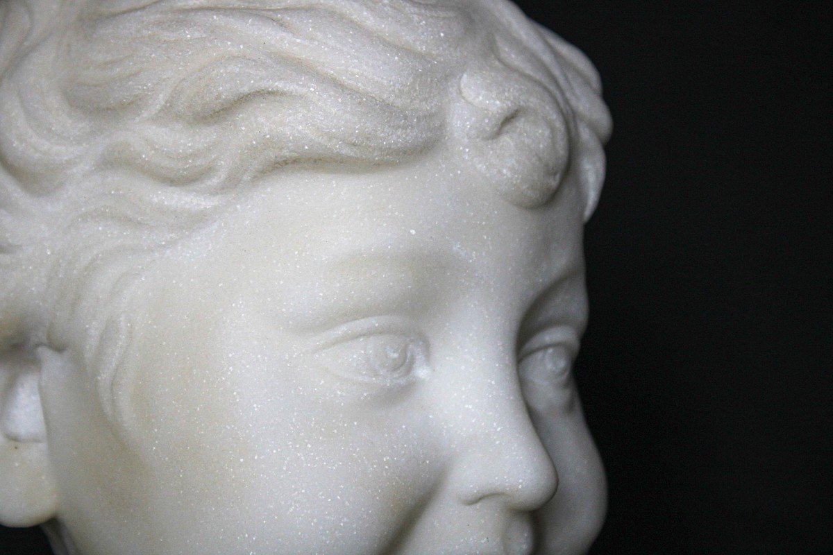 Busto Raffigurante Fanciullo che sorride Marmo Carrara -photo-5