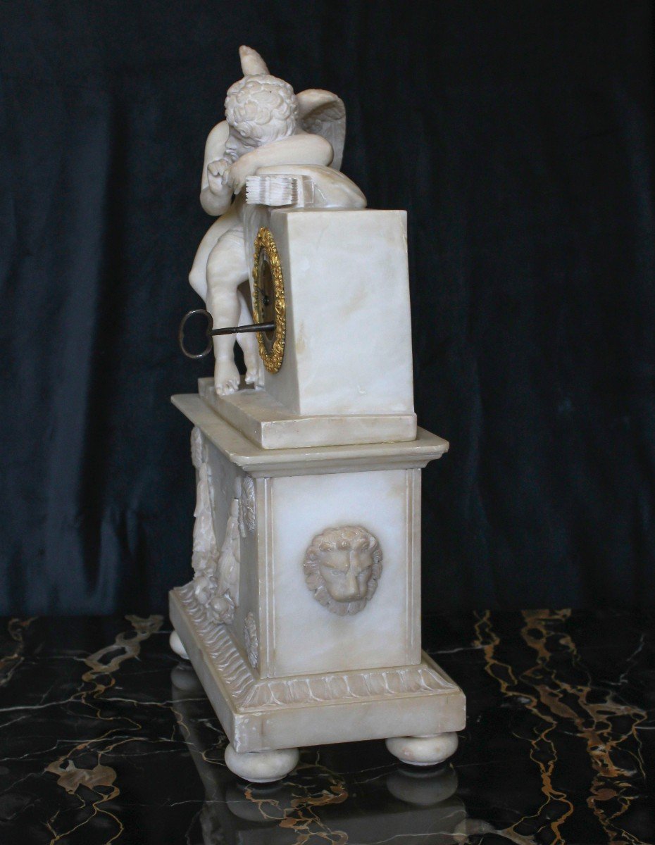 Scultura Orologio Francese in Alabastro -photo-2