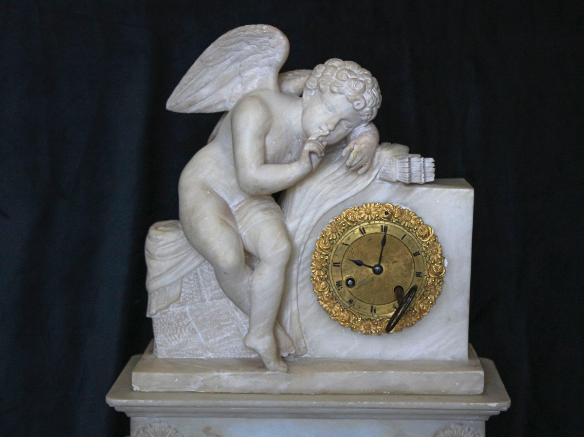 Scultura Orologio Francese in Alabastro -photo-4