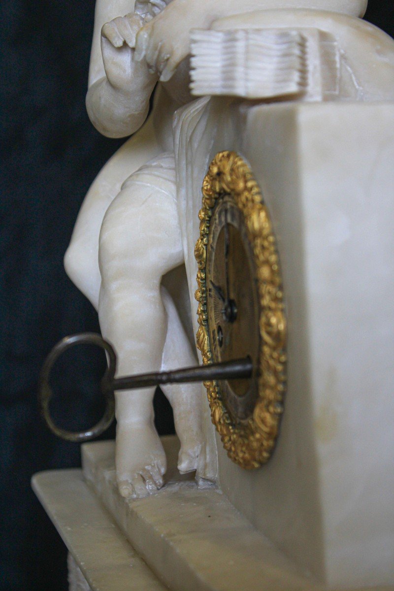 Scultura Orologio Francese in Alabastro -photo-2