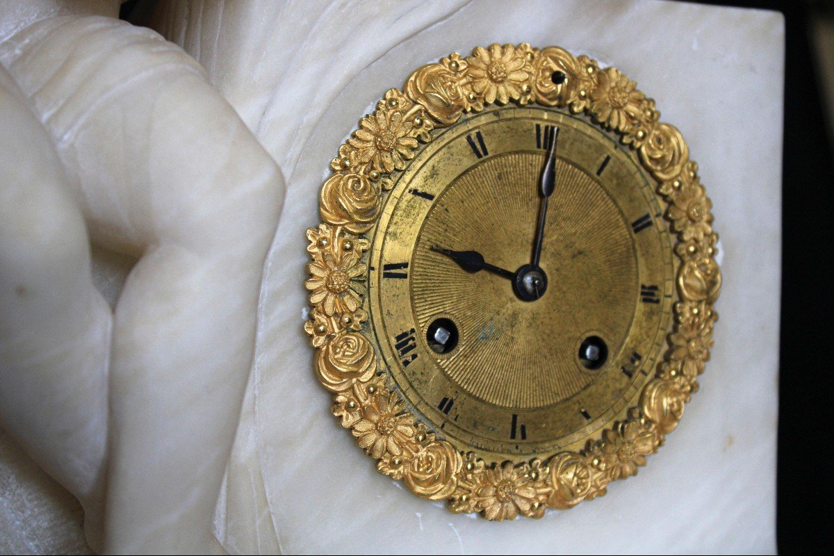 Scultura Orologio Francese in Alabastro -photo-3