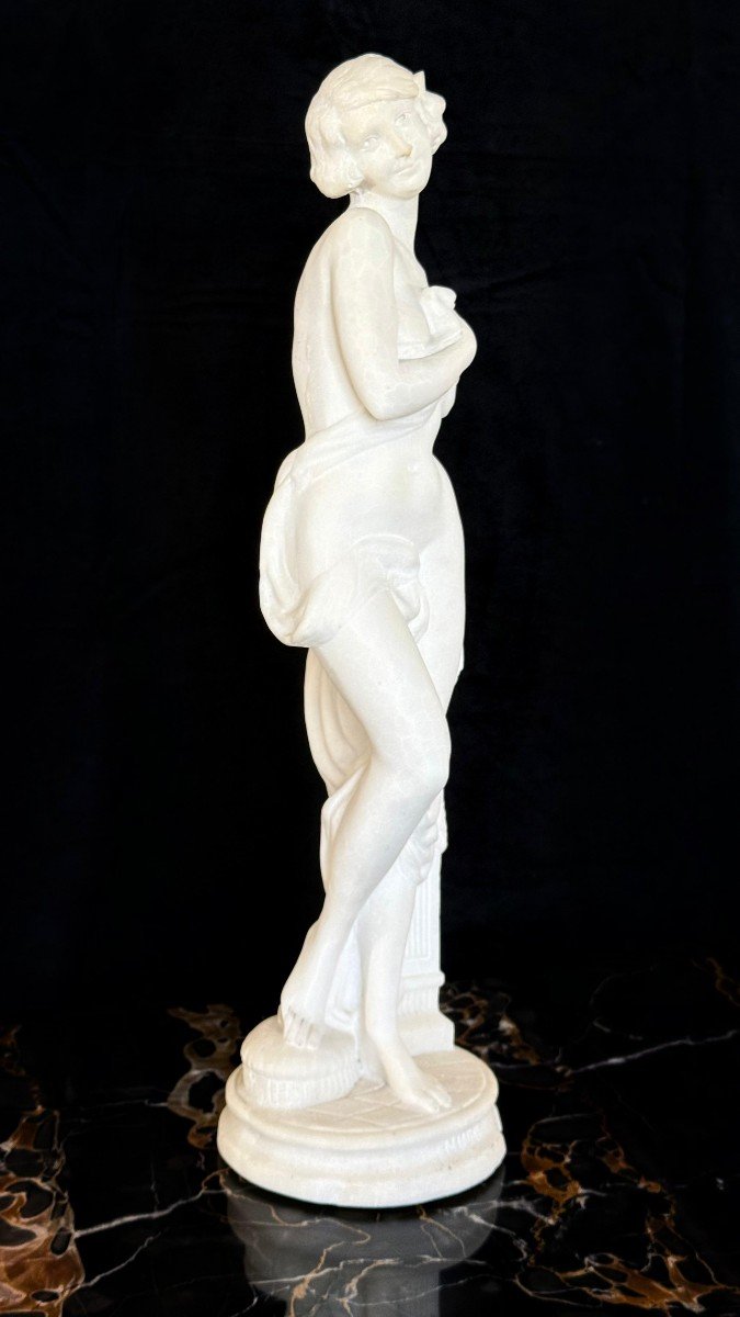 Statua raffigurante una fanciulla Nuda in Marmo Bianco di Carrara-photo-6