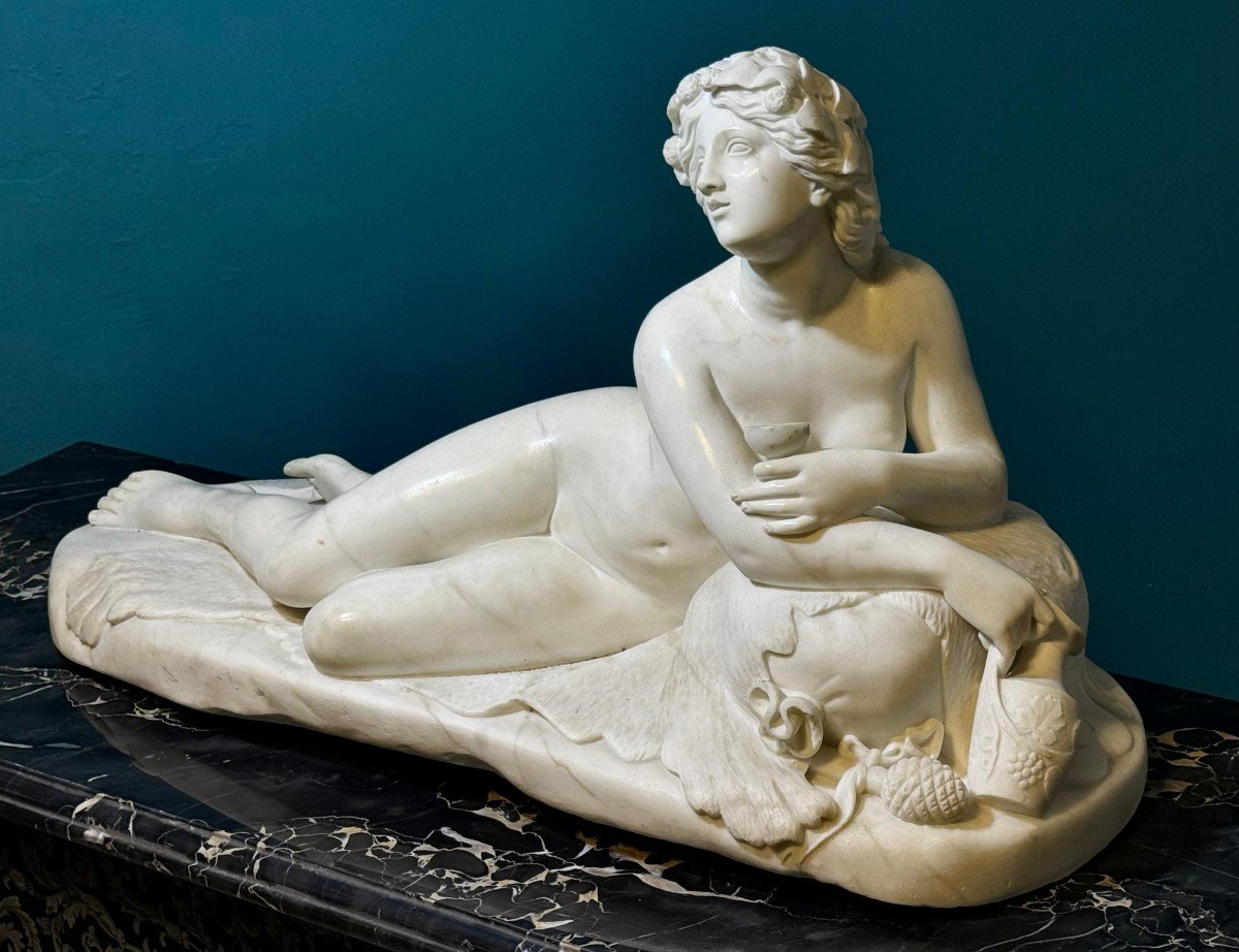 Grande e Importante Statua raffigurante una baccante neoclassica Marmo di Carrara -photo-2