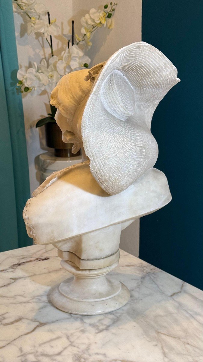 Busto raffigurante Dama con Cappello Marmo-photo-4