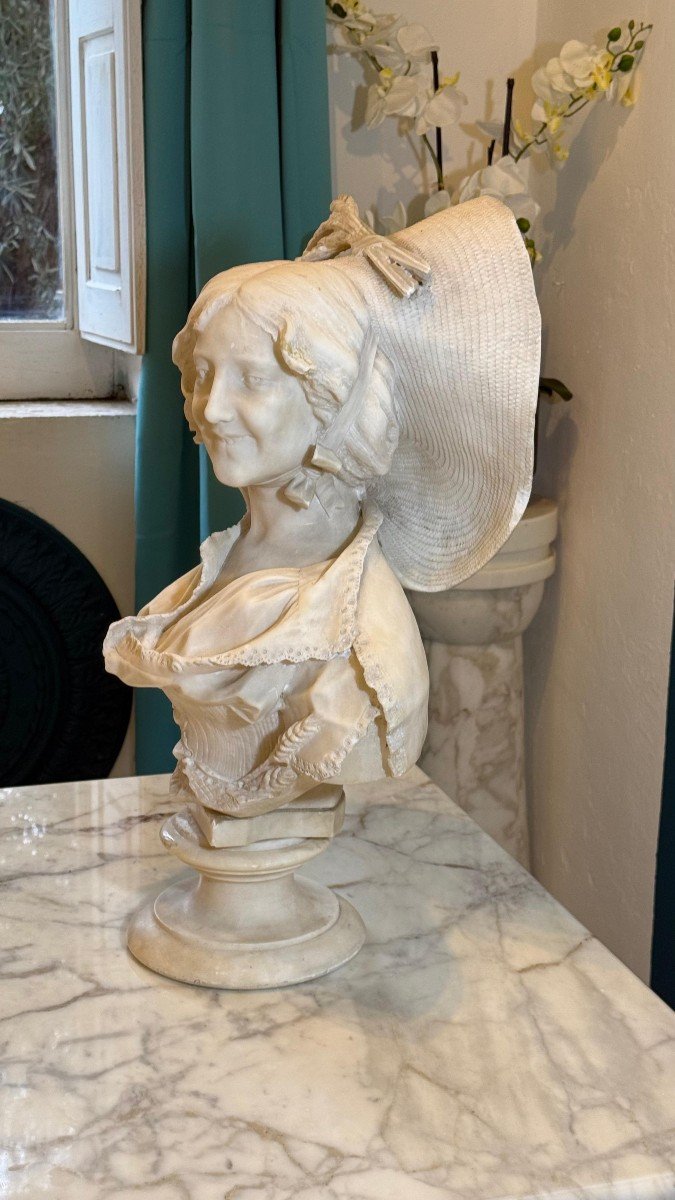 Busto raffigurante Dama con Cappello Marmo-photo-3