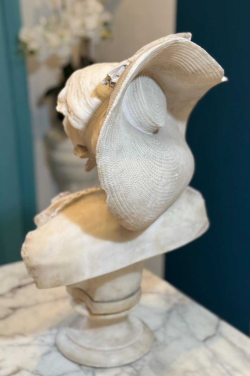 Busto raffigurante Dama con Cappello Marmo-photo-5